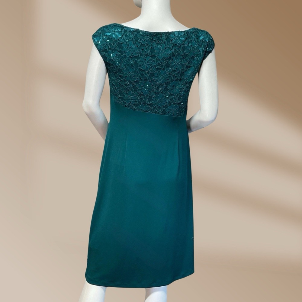 Collection Dressbarn Women's Dress Size 12 Teal Sequin Lace Bodice NWT! - Picture 4 of 4